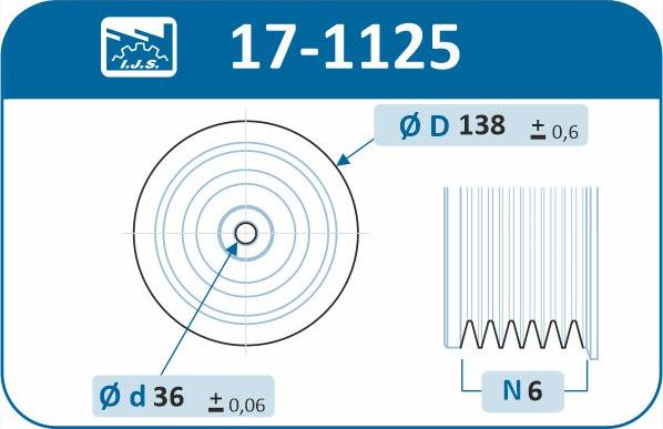 IJS GROUP 17-1125 - Ремінний шків, колінчастий вал autozip.com.ua