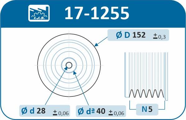 IJS GROUP 17-1255 - Ремінний шків, колінчастий вал autozip.com.ua