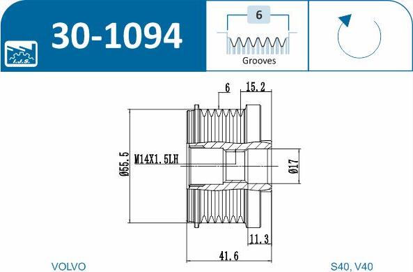 IJS GROUP 30-1094 - Ремінний шків, генератор autozip.com.ua