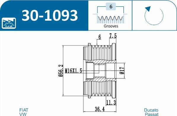 IJS GROUP 30-1093 - Ремінний шків, генератор autozip.com.ua