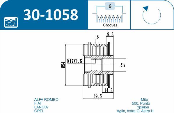 IJS GROUP 30-1058 - Ремінний шків, генератор autozip.com.ua