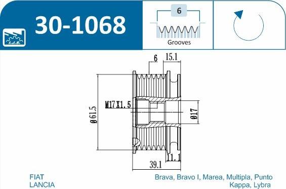 IJS GROUP 30-1068 - Ремінний шків, генератор autozip.com.ua