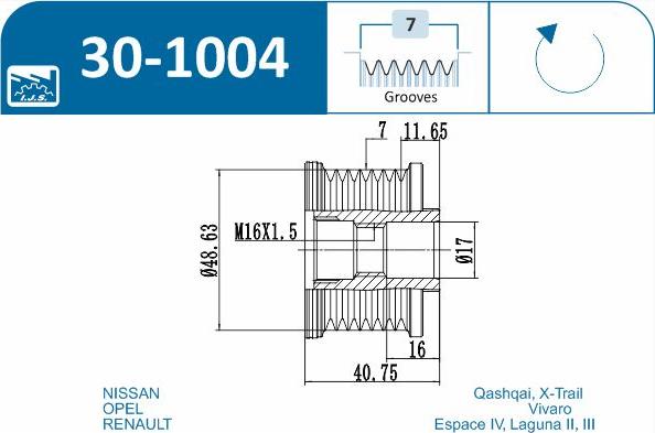 IJS GROUP 30-1004 - Ремінний шків, генератор autozip.com.ua