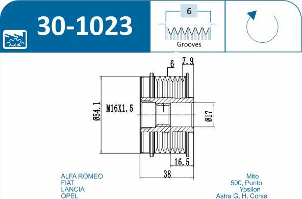 IJS GROUP 30-1023 - Ремінний шків, генератор autozip.com.ua