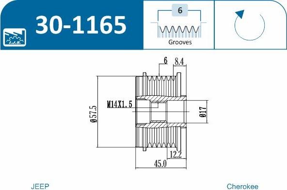 IJS GROUP 30-1165 - Ремінний шків, генератор autozip.com.ua