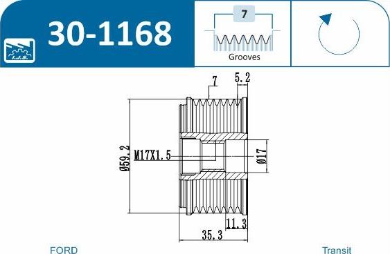 IJS GROUP 30-1168 - Ремінний шків, генератор autozip.com.ua