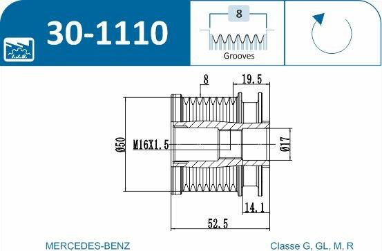 IJS GROUP 30-1110 - Ремінний шків, генератор autozip.com.ua