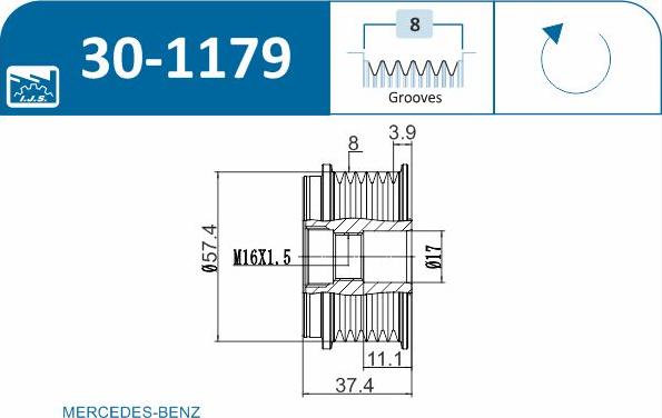 IJS GROUP 30-1179 - Ремінний шків, генератор autozip.com.ua