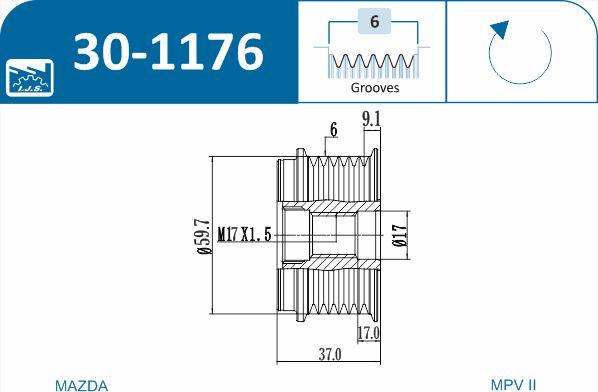 IJS GROUP 30-1176 - Ремінний шків, генератор autozip.com.ua