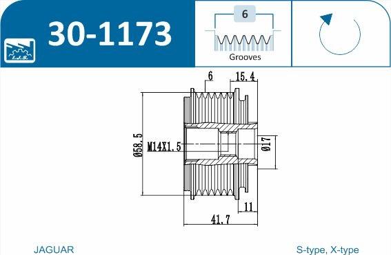 IJS GROUP 30-1173 - Ремінний шків, генератор autozip.com.ua