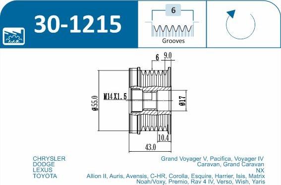 IJS GROUP 30-1215 - Ремінний шків, генератор autozip.com.ua