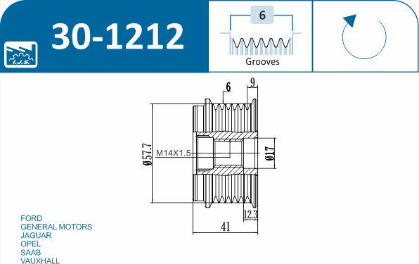 IJS GROUP 30-1212 - Ремінний шків, генератор autozip.com.ua