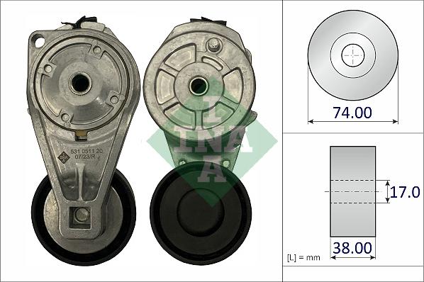 INA 531 0511 20 - Паразитний / провідний ролик, поліклиновий ремінь autozip.com.ua