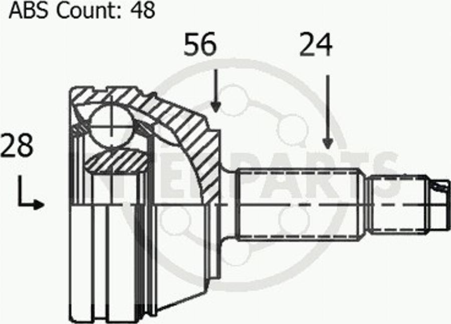 InterParts OJ-0263 - Шарнірний комплект, ШРУС, приводний вал autozip.com.ua