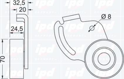 IPD 14-0524 - Паразитний / провідний ролик, поліклиновий ремінь autozip.com.ua