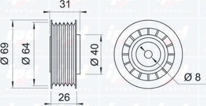 IPD 14-0675 - Паразитний / провідний ролик, поліклиновий ремінь autozip.com.ua