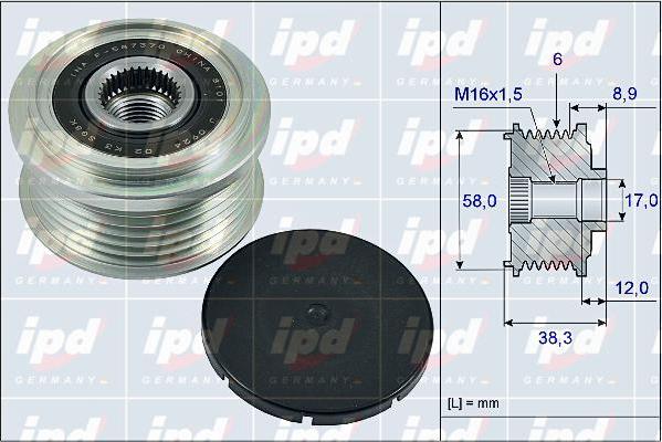 IPD 15-4001 - Ремінний шків, генератор autozip.com.ua