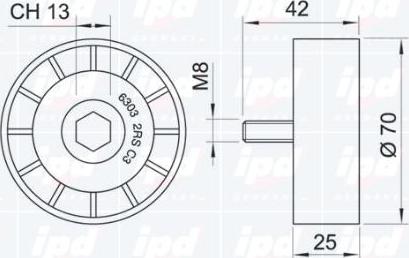 IPD 15-0842 - Паразитний / провідний ролик, поліклиновий ремінь autozip.com.ua