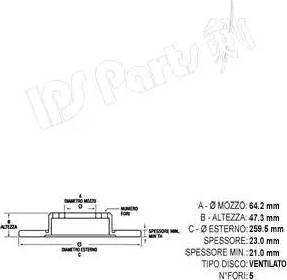 IPS Parts IBT-1404 - Гальмівний диск autozip.com.ua