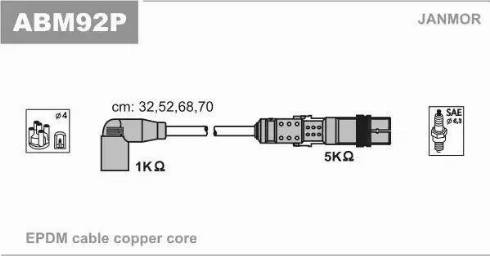 Janmor ABM92P - Комплект проводів запалювання autozip.com.ua