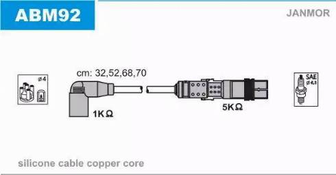 Janmor ABM92 - Комплект проводів запалювання autozip.com.ua