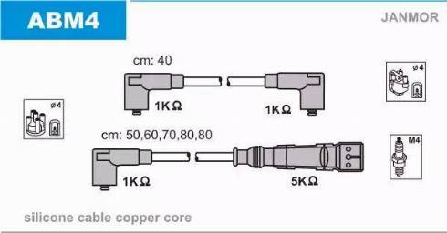 Janmor ABM4 - Комплект проводів запалювання autozip.com.ua