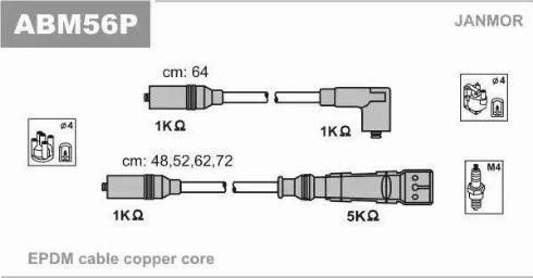 Janmor ABM56P - Комплект проводів запалювання autozip.com.ua