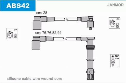 Janmor ABS42 - Комплект проводів запалювання autozip.com.ua