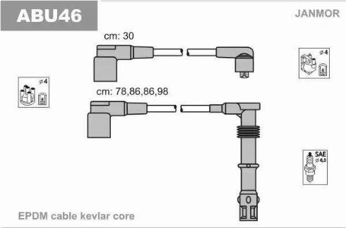 Janmor ABU46 - Комплект проводів запалювання autozip.com.ua