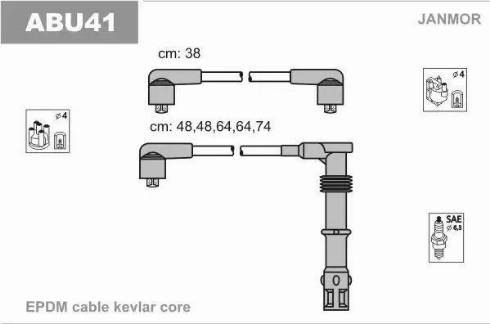 Janmor ABU41 - Комплект проводів запалювання autozip.com.ua