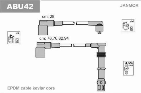 Janmor ABU42 - Комплект проводів запалювання autozip.com.ua