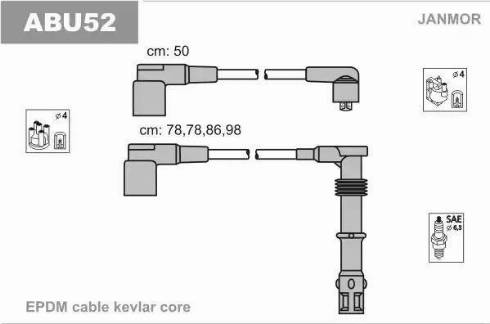 Janmor ABU52 - Комплект проводів запалювання autozip.com.ua