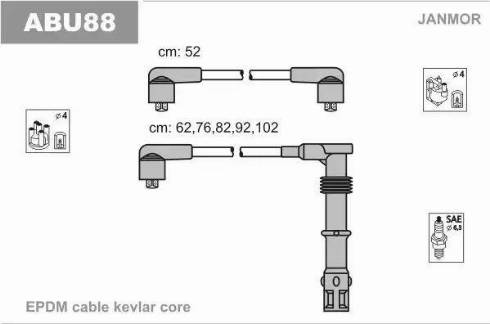 Janmor ABU88 - Комплект проводів запалювання autozip.com.ua