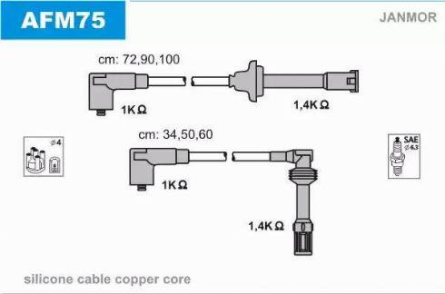 Janmor AFM75 - Комплект проводів запалювання autozip.com.ua