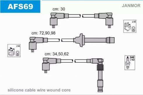 Janmor AFS69 - Комплект проводів запалювання autozip.com.ua