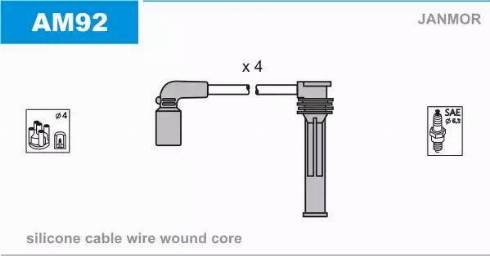 Janmor AM92 - Комплект проводів запалювання autozip.com.ua