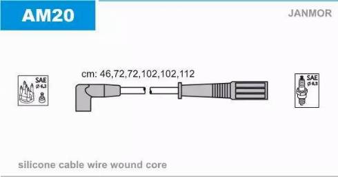 Janmor AM20 - Комплект проводів запалювання autozip.com.ua