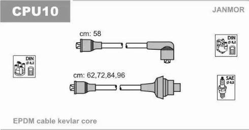 Janmor CPU10 - Комплект проводів запалювання autozip.com.ua