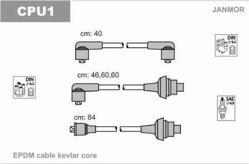 Janmor CPU1 - Комплект проводів запалювання autozip.com.ua
