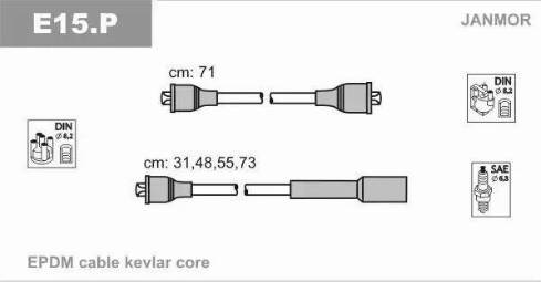 Janmor E15.P - Комплект проводів запалювання autozip.com.ua