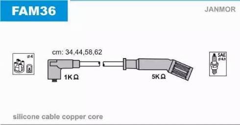 Janmor FAM36 - Комплект проводів запалювання autozip.com.ua