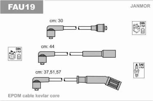 Janmor FAU19 - Комплект проводів запалювання autozip.com.ua