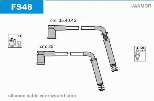 Janmor FS48 - Комплект проводів запалювання autozip.com.ua