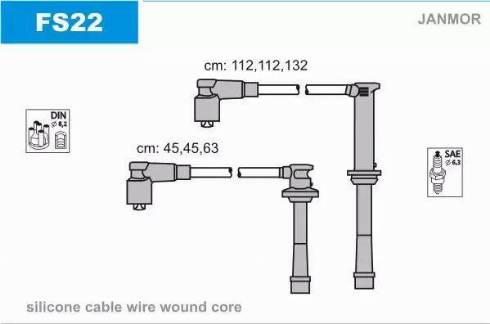 Janmor FS22 - Комплект проводів запалювання autozip.com.ua