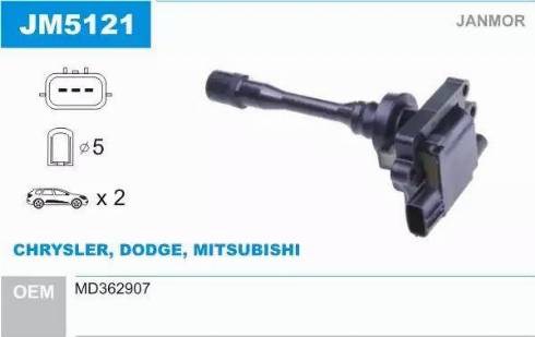 Janmor JM5121 - Котушка запалювання autozip.com.ua