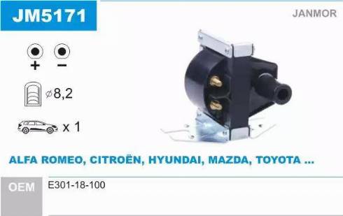 Janmor JM5171 - Котушка запалювання autozip.com.ua