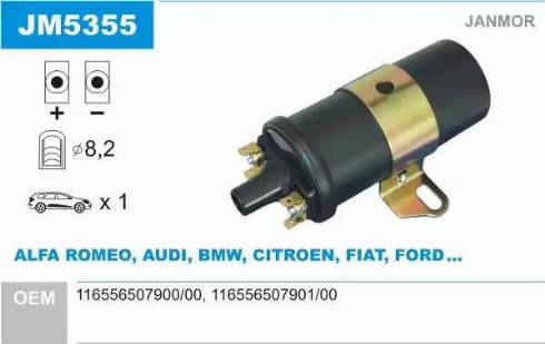 Janmor JM5355 - Котушка запалювання autozip.com.ua