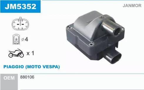 Janmor JM5352 - Котушка запалювання autozip.com.ua