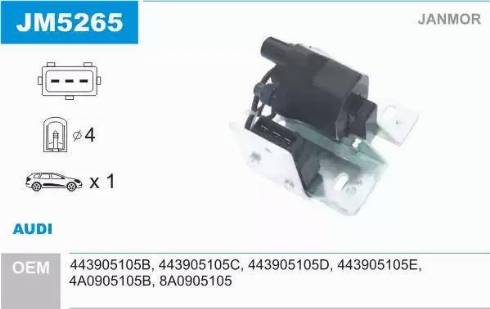 Janmor JM5265 - Котушка запалювання autozip.com.ua