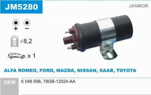 Janmor JM5280 - Котушка запалювання autozip.com.ua